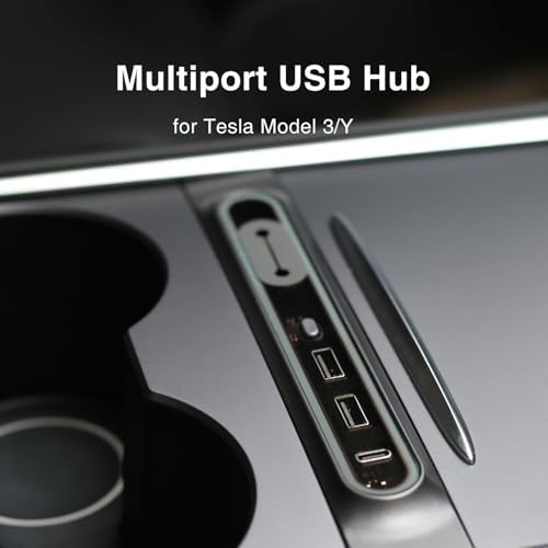 Transform Your Tesla Model 3/Y with the Ultimate USB Hub – Multi-Port Charger with Tricolor LED for 2021-2023 Models – Fast Charging Solution for All Your Devices – Stylish Interior Accessory for Seamless Connectivity