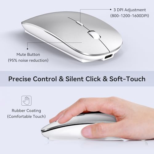 Elevate Your Tech Experience with Our Rechargeable USB-C Wireless Mouse – Ergonomic Dual-Mode Connectivity Perfect for Mac Book Air, PCs, and All Type-C Devices – Sleek Black Design for Enhanced Speed and Comfort