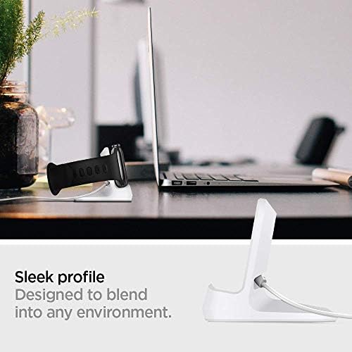 Spigen S350 Apple Watch Charger Stand – Durable TPU Dock with Non-Slip Base for Enhanced Stability and Fast Charging – Compatible with Ultra 2/1, Series 10, SE2, and More – Optimal Charging Solution for All Apple Watch Sizes – Sleek Design for Desk or Nightstand Use