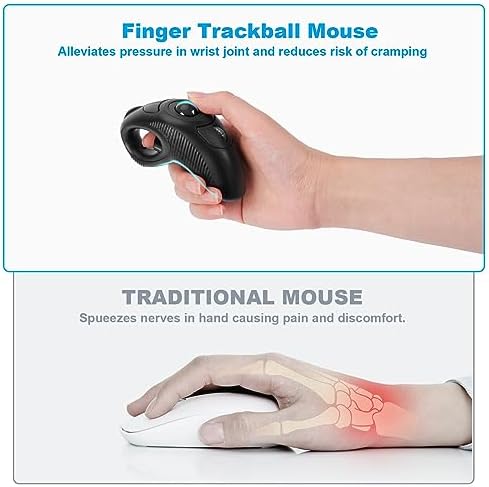 Experience Effortless Control with the Welspo Wireless USB Handheld Finger Trackball Mouse – Ergonomic Design & Laser Pointer for Seamless Presentations and Enhanced Navigation