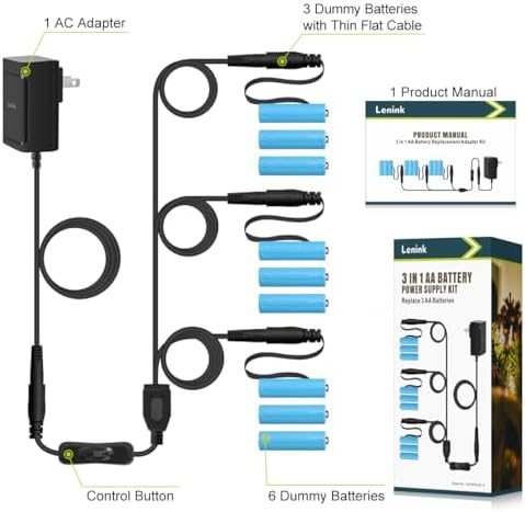 Lenink Smart AC Power Supply Adapter Kit – Effortless AA Battery Replacement with On/Off Switch for Sustainable Energy Solutions and Cost Efficiency in Battery-Operated Devices