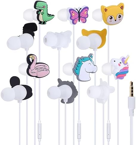 Qear Fun Cartoon Silicone Earbuds for Kids – 12 Playful Designs for School and Play, Lightweight Wired Headphones with Microphone, Durable & Comfortable In-Ear Earbuds Compatible with 3.5 mm Devices – Perfect Gift for Boys and Girls
