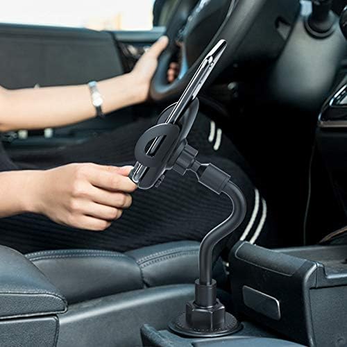 Universal Cup Phone Holder for Cars and More – Adjustable Long Neck Mount for All 4-7 Inch Smartphones – Non-Slip Cradle Compatible with i Phone, Samsung, Google – Ideal for Vehicles, Golf Carts, and Treadmills – Enhance Convenience and Safety While Driving or Exercising
