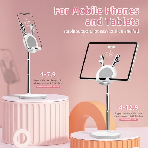 OATSBASF Cute Cell Phone Stand, Adjustable Bunny Phone Stand for Desk, Thick Case Friendly Holder Compatible with iPhone, Kindle, iPad, Switch, All Phones (Pink) – Enhanced Compatibility and Speed