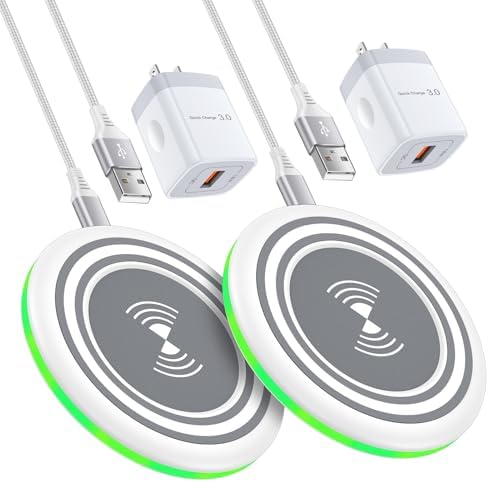 Ultra-Fast 15 W Wireless Charging Pad with QC 3.0 Adapter – Seamless Charging for Android & i Phone Devices, Compatible with Galaxy S25/S24/S23, Pixel 9/9 Pro, i Phone 16 Series – Enhanced Safety Features and Through-Case Charging for Effortless Power-Up Anytime