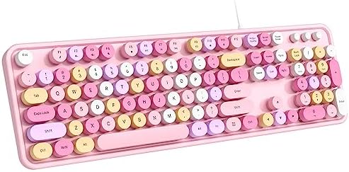 Experience Ultimate Clarity with the Large Print Wired Office Keyboard – 104 Full-Sized Typewriter Keys for Enhanced Visibility, Ergonomic Design, and Instant USB Plug & Play Compatibility for Windows and PCs – Perfect for Home and Office Use