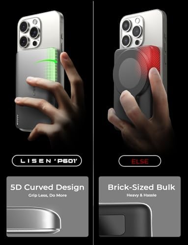 LISEN 0.3″ Ultra Slim Magnetic Power Bank – 5000 m Ah Fast Charger with 18 W Output, Premium T5 Alloy Construction, Safe Lithium Battery, Stylish Pink Design, Perfect for Mag Safe i Phone 16/15/14/13/12 Models, Enhanced Durability and Compatibility