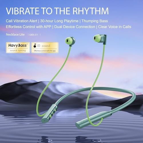 Oraimo Neck Lite Wireless Neckband Earbuds – Ultra-Lightweight Design with Deep Bass, IPX4 Waterproof Rating, and 30-Hour Playtime for Uninterrupted Music Enjoyment – Built-in Microphone for Hands-Free Calls and Magnetic Storage for Seamless Portability