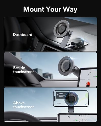 ESR Magnetic Dashboard Phone Holder for Car – Ultimate Mag Safe Mount for i Phone 12-16 & Samsung Devices – Secure Windshield Vacuum Grip with 2 Metal Rings – Sleek, Hands-Free Access for GPS & Calls – Essential Car Accessory for Safe Driving