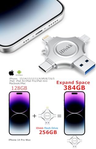 Revolutionize Your File Management with the MFi Certified i Diskk 128 GB Flash Drive – Ultimate 4-in-1 Storage Solution for i Phone 15, 16, i Pad & More! Seamlessly Transfer Photos, Videos & Files Across i OS, Android, Samsung, Type-C & Mac Book – Lightning-Fast USB 3.0 Speed & Enhanced Compatibility for All Your Devices! Perfect for Expanding Your Digital Library with Compact, Durable Design!