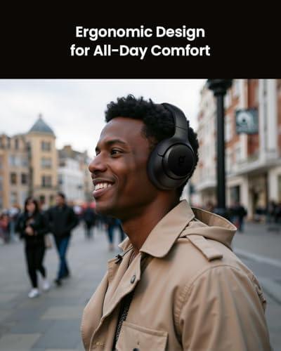 Unleash Sonic Perfection with HS1 Wireless Over-Ear Headphones – Cutting-Edge Hybrid Active Noise Cancellation, Immersive Deep Bass, and 60-Hour Battery for Ultimate Comfort on the Move – Compact Foldable Design with Built-In Microphone for Seamless Connectivity Across All Devices