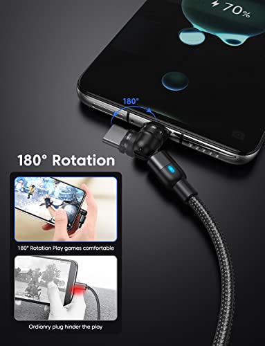 Revolutionize Your Charging Experience with TUNKIA’s 4-Pack Magnetic Charging Cable Set – Versatile 360° & 180° Rotating USB-C Cords with LED Indicator, Durable Nylon Braided Design for Enhanced Device Compatibility and Rapid Power Delivery – Perfect for Home, Office, and Travel Use