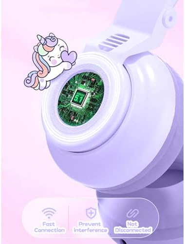 Magical Pink Unicorn Wireless Headphones for Kids – Foldable Over-Ear Design with Built-In Microphone, Volume Limiting for Hearing Safety & Universal Compatibility – Ideal Gift for Unicorn Enthusiasts on Birthdays or Holidays