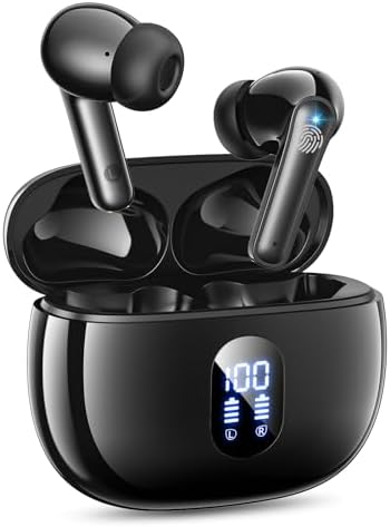 Elevate Your Sound Experience with Cutting-Edge Bluetooth Earbuds – Immersive Deep Bass Stereo, 48-Hour Battery Life, IPX7 Waterproof for Ultimate Versatility, Ultra-Lightweight Comfort for All-Day Use, AI-Enhanced Hands-Free Calling Compatible with i Phone & Android – Perfect for Active Lifestyles in Striking Blue Finish