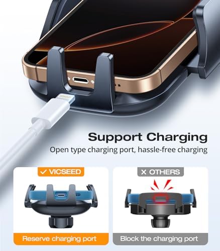 VICSEED Military-Grade Car Phone Holder Mount – Ultra-Stable Anti-Shake Design for CD Slot & Air Vent Installation, Thick Case Compatible for i Phone 16, 15, 14 & All Samsung Models – Unmatched Durability & Versatile Usage for Enhanced Driving Safety