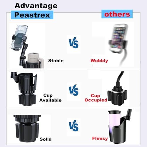 Universal Cup Holder Phone Mount with 360° Rotation – 2-in-1 Adjustable Car Phone Holder for All 4-7” i Phone and Galaxy Models – Enhanced Stability for Hands-Free Navigation and Communication – Perfect for Trucks and Most Vehicle Cup Holders – Durable Design for Long-Lasting Use