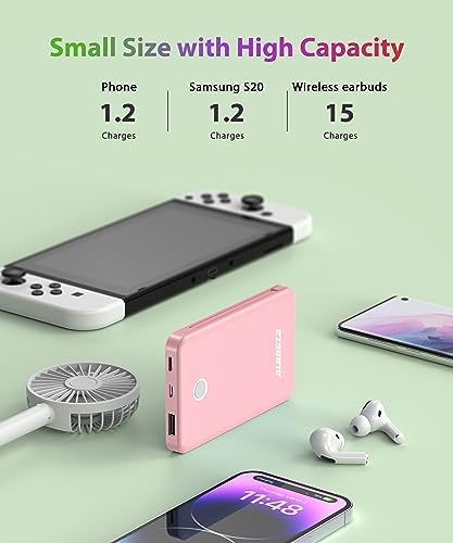 Compact 6000 m Ah Portable Power Bank with Built-in Cable – Lightweight Fast Charging External Battery for i Phone and Android – Ultimate Travel Companion for On-the-Go Charging Efficiency