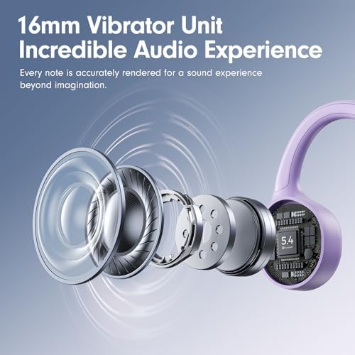 Revolutionize Your Active Lifestyle with Lilac Bone Conduction Headphones – Bluetooth 5.4 Wireless Earbuds Featuring 10 Hours of Playtime, Waterproof for Running and Cycling, Open-Ear Design for Enhanced Awareness