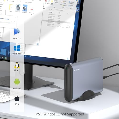 GODO USB 3.0 Vertical Hard Drive Enclosure for 3.5 Inch SATA HDD/SSD – Premium Aluminum Dock with UASP Technology, Supports Up to 18 TB Storage, Space-Saving Design, Power Adapter Included for Enhanced Performance and Compatibility