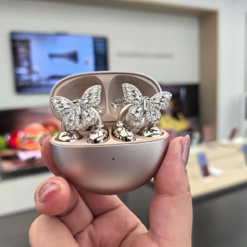 Elevate Your Earbuds with a Chic Silver Rhinestone Bow Clip-On Accessory – Customizable DIY Earbud Decor for Fashion-Forward Audio Enthusiasts – Perfect for Daily Use & Special Events