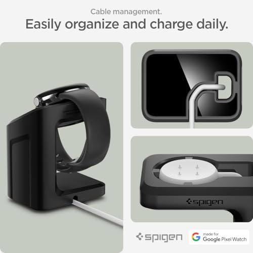 Transform Your Google Pixel Watch Charging Experience with the Spigen S355 Stand – Premium TPU Design with Non-Slip Base for Enhanced Stability and Rapid Power Boost (Compatible with Pixel Watch 3 & 2, Excludes Pixel Watch 1) – Sleek, Portable Solution for Smartwatch Enthusiasts on the Go