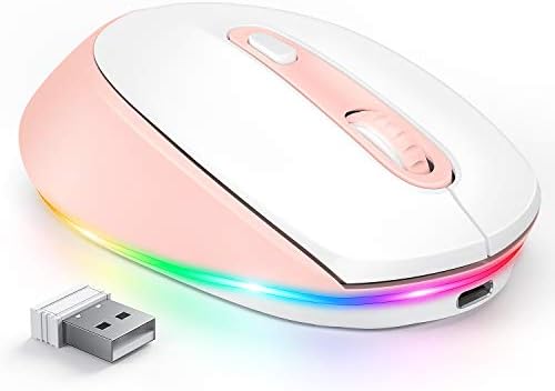 seenda Rechargeable Wireless Mouse with LED Rainbow Lights – Ergonomic, Quiet Click Design for Laptops, PCs, and Chromebooks – Perfect for Kids and Professionals Alike – Portable Purple Accessory for Enhanced Productivity and Style