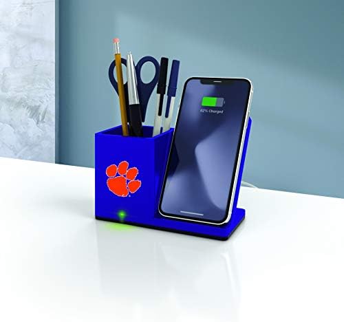 NCAA Unisex Fast Wireless Charging Stand & Desk Organizer – Stylish Multi-Device Charger for Sports Enthusiasts, Efficient Workspace Solution with Built-in Accessory Compartments