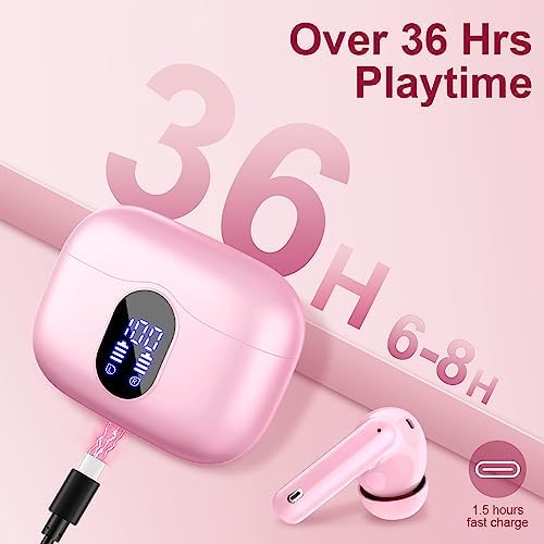 Btootos Ultra-Durable Bluetooth 5.4 Wireless Earbuds – Immersive Bass Sound with Noise-Cancelling Mic, IP7 Waterproof Design for Active Lifestyles, 36-Hour Playtime with LED Battery Display, Bold Yellow for a Striking Audio Experience