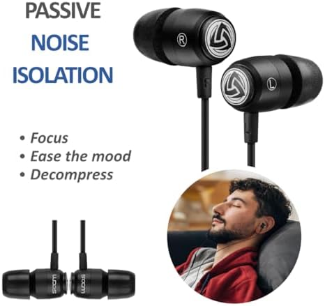 Experience Unmatched Sound Clarity with LUDOS Clamor 2 PRO Wired Earbuds – Noise Isolating In-Ear Headphones Featuring Comfortable Memory Foam Tips for Small Ears, Ideal for Students and Professionals, with Built-In Microphone for Effortless Calls, 5-Year Warranty, Compatible with i Phone and Samsung Devices, Perfect for Everyday Use and Travel