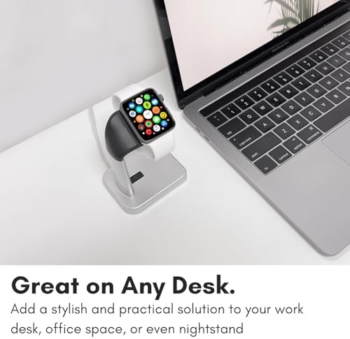 Macally Premium Apple Watch Charger Dock – Universal Stand for Series Ultra, 1-9, SE (38 mm, 40 mm, 42 mm, 44 mm) – Fast Charging Station with Sleek Black Design – Ideal Nightstand Accessory for Notifications and Style