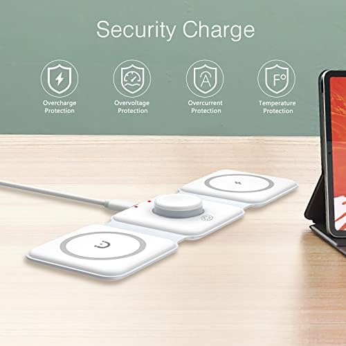 Versatile 3-in-1 ORIA Wireless Charging Hub with Night Light – Efficient and Fast Charging Station for i Phone 14/13/12/11/Pro/Max and Apple Watch – Compact Foldable Design for Seamless Travel and Home Use – Ideal for Bedside and Office Setup