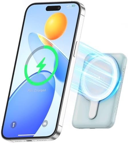 Magnetic 10,000 m Ah Wireless Power Bank – Fast Charging Mini Portable Charger with LED Display & Type-C Cable for Mag Safe i Phone 12/13/14/15 – Ultimate On-the-Go Charging Solution in Sleek Black Finish