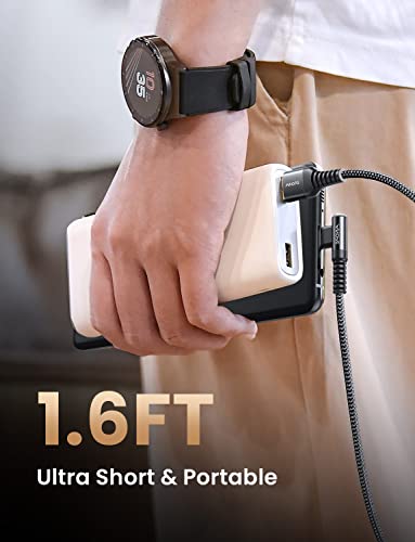 AINOPE Right Angle USB C Cable – 2-Pack (10 ft + 10 ft) Fast Charging 3.1 A Nylon Braided Charger for Enhanced Device Compatibility, Ideal for Gaming and Multitasking, Durable Black Design