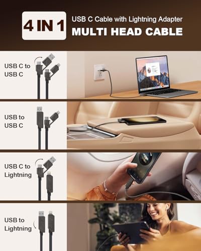 Effortless Charging Solutions: 6 ft USB-C to Lightning Cable 2 Pack – Ultimate 4-in-1 Versatility for i Phone and Samsung Devices, Rapid 60 W Power Delivery, Sturdy Design for Everyday Reliability and Enhanced Device Compatibility
