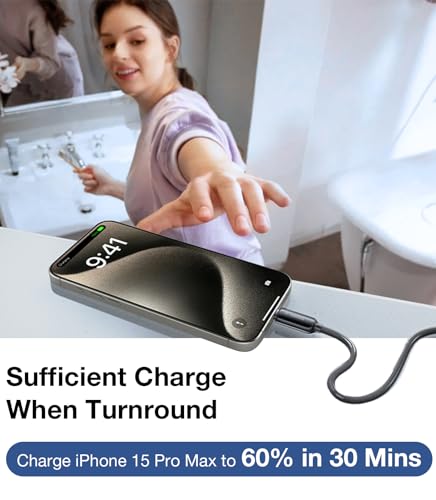 TORRAS 6 ft USB C to USB C Cable – Military-Grade Durability with 60 W Fast Charging for i Phone 15 Pro Max & Samsung S24/23 – Sleek Black, Tangle-Free Flexibility for Travel, Office & Home, Compatible with Mac Book Air/Pro 2020 & i Pad Pro/Air/Mini