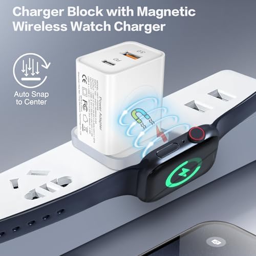 i Seeker Kit: 20 W Fast Charging Block for Apple Watch & Devices – Portable Dual Port USB C Wall Adapter for i Phone, Samsung, Android Tablets – Ultimate Charging Solution for Travel & Efficiency