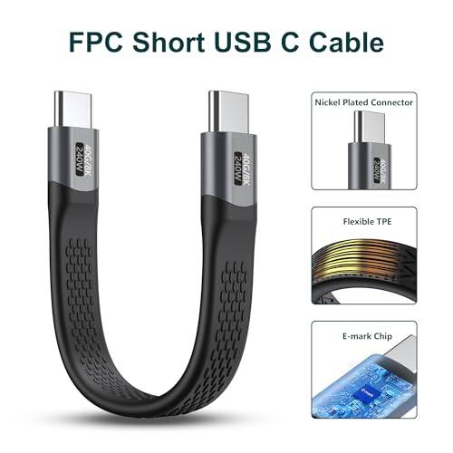 Ultra-Fast 8.5-Inch USB C Cable – Thunderbolt 4 Type-C C to C with 40 Gbps Data Transfer & 240 W PD Fast Charging – 8 K@60 Hz Video Output Compatible with i Phone 16 Pro Max, Mac Books & External SSDs – Perfect for Travel & Efficient Workspaces