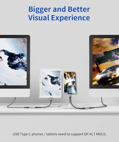 SAUX USB C to Mini Display Port Adapter for 4 K@60 Hz – High-Speed Type C to Mini Display Port Cable for Mac Book Pro 2018/2019, Dell XPS, Samsung Galaxy S21/S20 Plus – Premium Performance in Sleek Grey Design for Enhanced Visuals and Portability