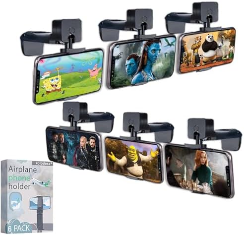 2 Pack Universal Airplane Phone Holder – Compact Hands-Free Cell Phone Stand for Travel, Cruising, and Driving – Mini Foldable Mount Compatible with i Phone, Samsung, and Android – Essential Travel Accessory for Easy Viewing and Navigation