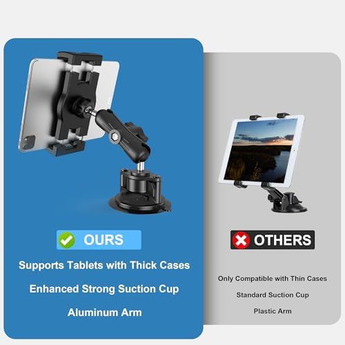 Ultimate Heavy-Duty i Pad Suction Mount: Versatile 360° Rotating Tablet Holder for Car Dashboard & Windshield – Compatible with 4.7″-12.9″ i Pad Pro/Air/Mini for Enhanced Driving Experience and Safety