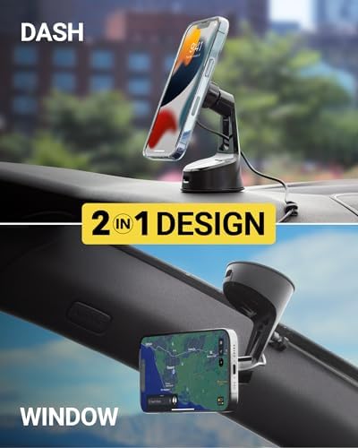 Scosche MPQ6 DV-SP Magnetic Phone Mount with 15 W Wireless Fast Charger – Hands-Free Dashboard & Vent Holder for i Phone 12/13/14/15/16 Series & Mag Safe Cases – Ultimate Safety and Accessibility for Drivers on the Go