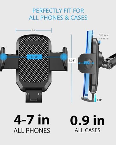 Revolutionary Aluminum Alloy Rear View Mirror Phone Holder – Multi-Angle Adjustable and Rotatable Mount for 4-7 Inch Smartphones – Ultimate Driving Safety and Seamless Connectivity for i Phone and Android Users – Effortless Installation and Modern Design