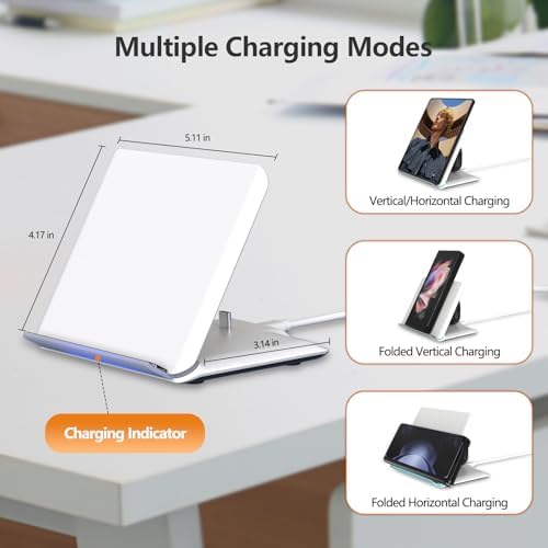 2-in-1 Fast Wireless Charging Station for Samsung Galaxy Z-Fold & Galaxy Buds – 20 W Adapter Included – Sleek Design with 3-Coil Technology for Optimal Efficiency and Enhanced Compatibility