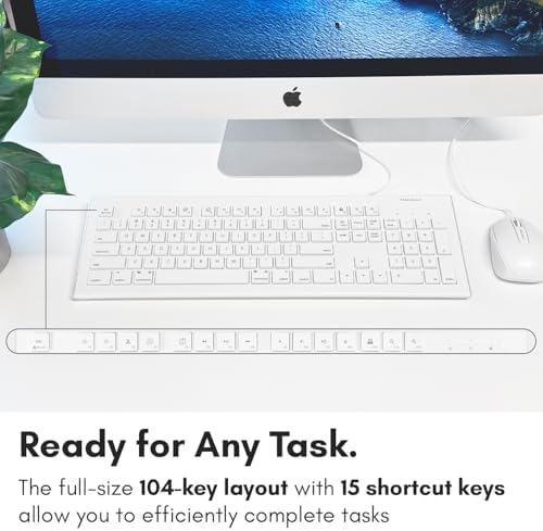 Upgrade Your Typing Experience with the Macally Full Size USB Wired Keyboard – Seamlessly Compatible with Mac and PC, Featuring 15 Essential Shortcut Keys for Effortless Navigation and Enhanced Productivity, Perfect for Macbook Pro, Air, i Mac and More – Plug & Play Convenience for Hassle-Free Setup and Long-Lasting Durability