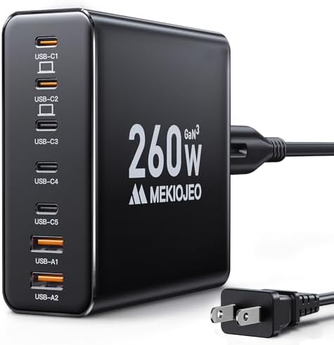 Revolutionary 7-Port Ga N USB C Charging Hub – 65 W High-Speed Aluminum Alloy Power Station for Mac Book Pro, i Pad Pro, i Phone & More – Stylish Purple Multi-Device Charger for Ultimate Efficiency and Portability