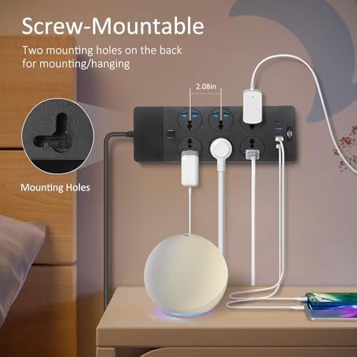 Jumpso 3000 W Universal Power Adapter with 4 Fast-Charging USB Ports (1 USB-C) – 6 ft Heavy-Duty Extension Cord for Global Travel & Home Office Use – Versatile Power Strip with International Outlets, Safe Overload Protection, and Sleek Design for Effortless Device Connectivity