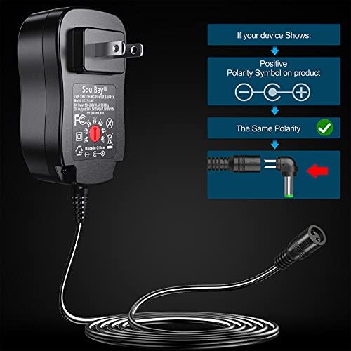 Versatile 24 W Soul Bay AC/DC Power Adapter – Multi-Voltage Solution for LED Strips, Routers, and Speakers – Center Positive Design with 2 A Output – Durable and Lightweight Universal Power Supply for Home Electronics