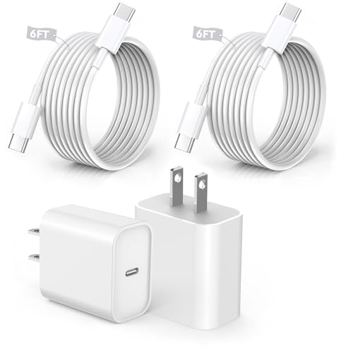 Ultimate 20 W USB-C Fast Charger for i Phone 16 & i Pad – 2 Pack with 6 FT Cable – Rapid Charging Block for i Phone 16 Pro Max/15 Plus/15 Pro & i Pad 10/Mini 6/Air 4/5/Pro 12.9/11 – Compact Design for On-the-Go Power Solutions – Reliable, Durable, and Efficient Charging Accessory
