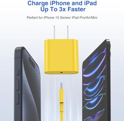 Ultimate USB C Charger for i Phone 16 & 15 – Fast Charging with 10 FT Long USB C to C Cable – Ideal for i Pad Pro 12.9/11 & i Pad Air 5 th – Reliable Power Block for Home & Travel – Enhanced Speed & Compatibility