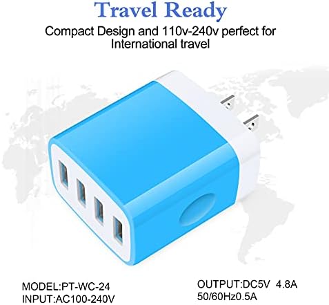 Ultra-Fast Multi-Port USB Charger for i Phone 16 & Samsung Galaxy – 4.8 A Power Adapter Wall Plug for Rapid Device Charging – Compact Cube Design with Enhanced Safety Features for Home & Travel Use
